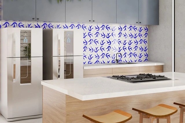 A coleção de azulejos exclusivos desenvolvidos por Paulo junto do Stúdio Vetro são inspirados nas curvas e traços da obra arquitetônica de seu avô, Oscar Niemeyer.