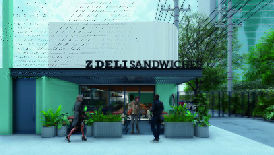Projeto da unidade do Z Deli Sandwiches no itaim bibi que mostra a futura fachada do estabelecimento