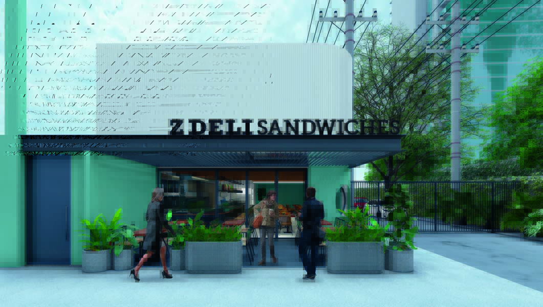 Projeto da unidade do Z Deli Sandwiches no itaim bibi que mostra a futura fachada do estabelecimento