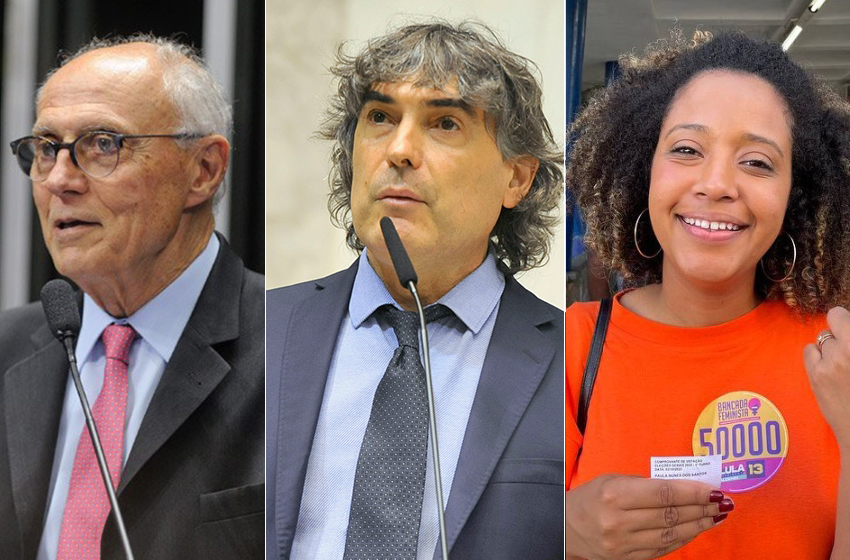 Deputados estaduais mais votados em SP: Eduardo Suplicy (PT), Carlos Giannazi (PSOL) e Paula da Bancada Feminista (PSOL).