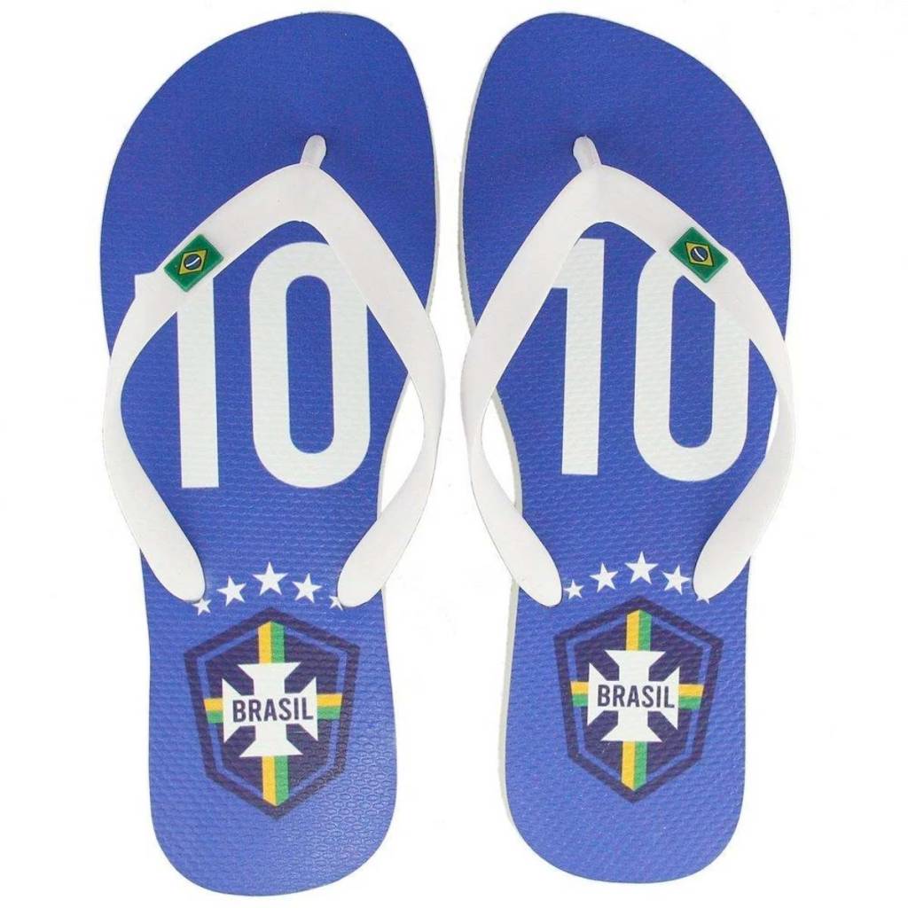 Par de chinelos azuis da Seleção Brasileira