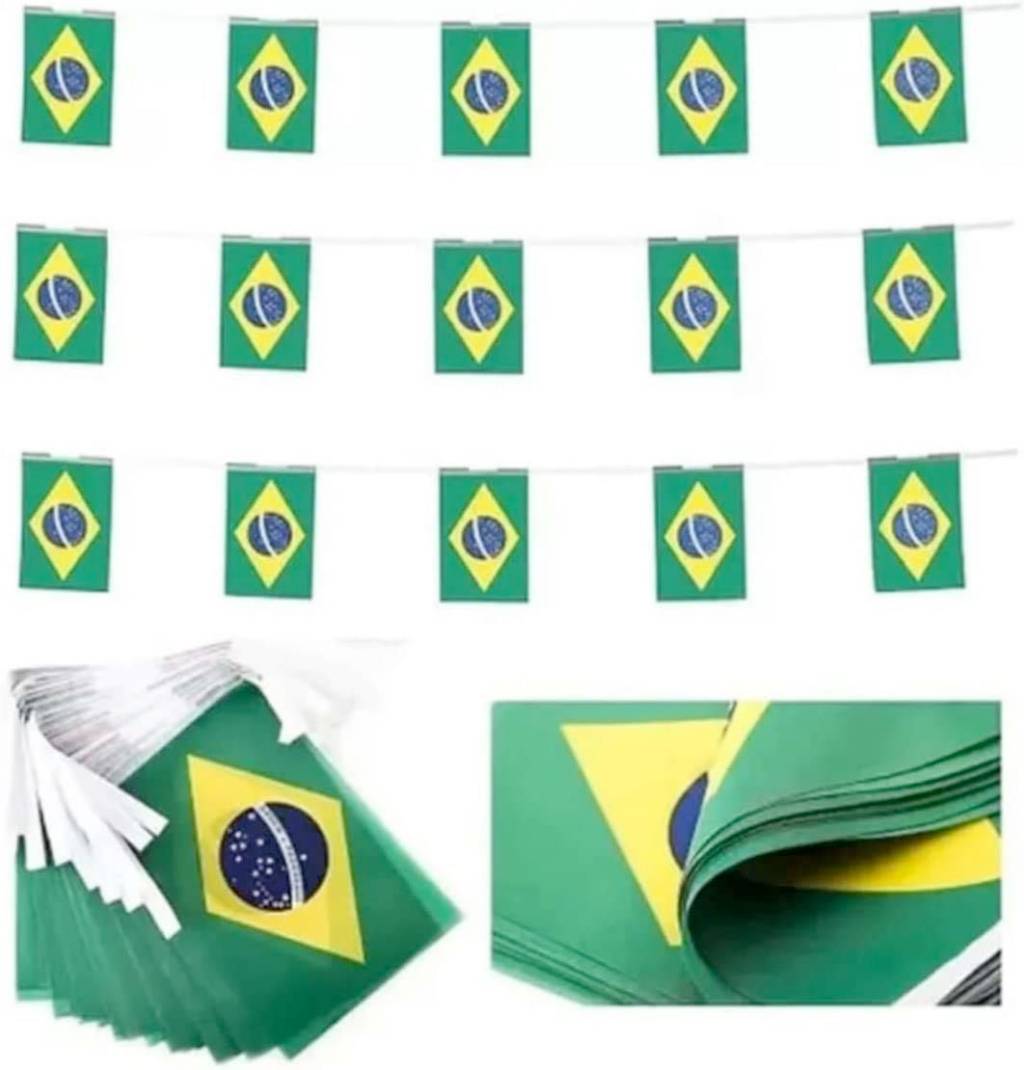 Varal de 9 cm com bandeiras do Brasil