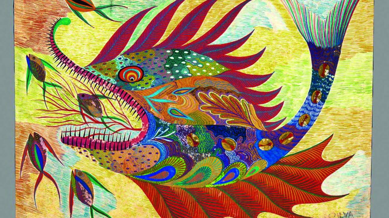 Imagem mostra pintura de peixe colorido