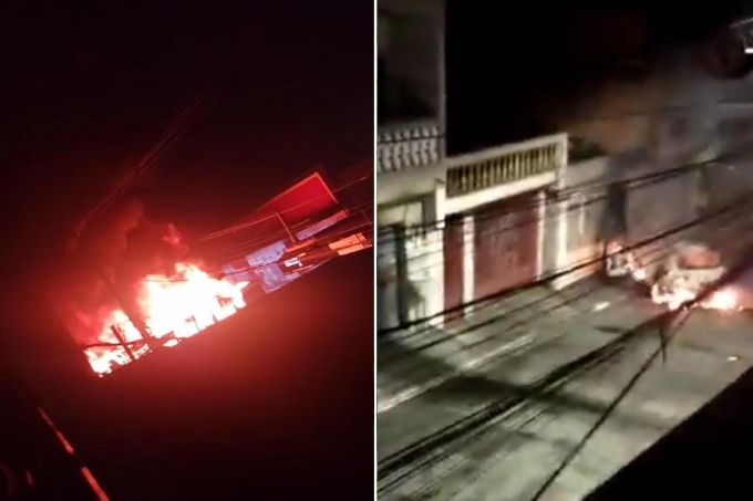Vídeos de veículos em chamas no Grajaú circularam nas redes sociais.