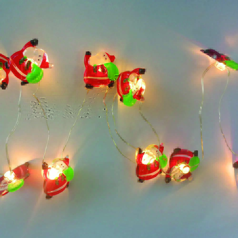 Pisca-pisca cujas lâmpadas são bonecos de Papai Noel