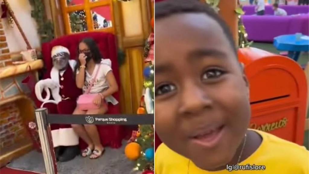 Reação de menino a Papai Noel negro viraliza na web: “Da minha cor, legal”