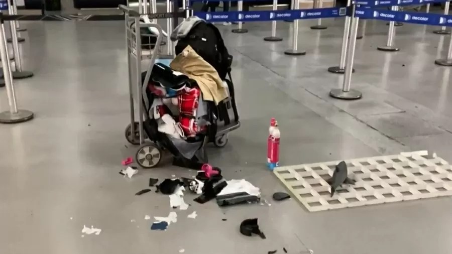 A mala que explodiu no Aeroporto de Guarulhos