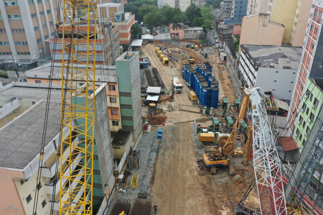 Obras da parada 14 Bis, da futura Linha 6 - Laranja do Metrô.