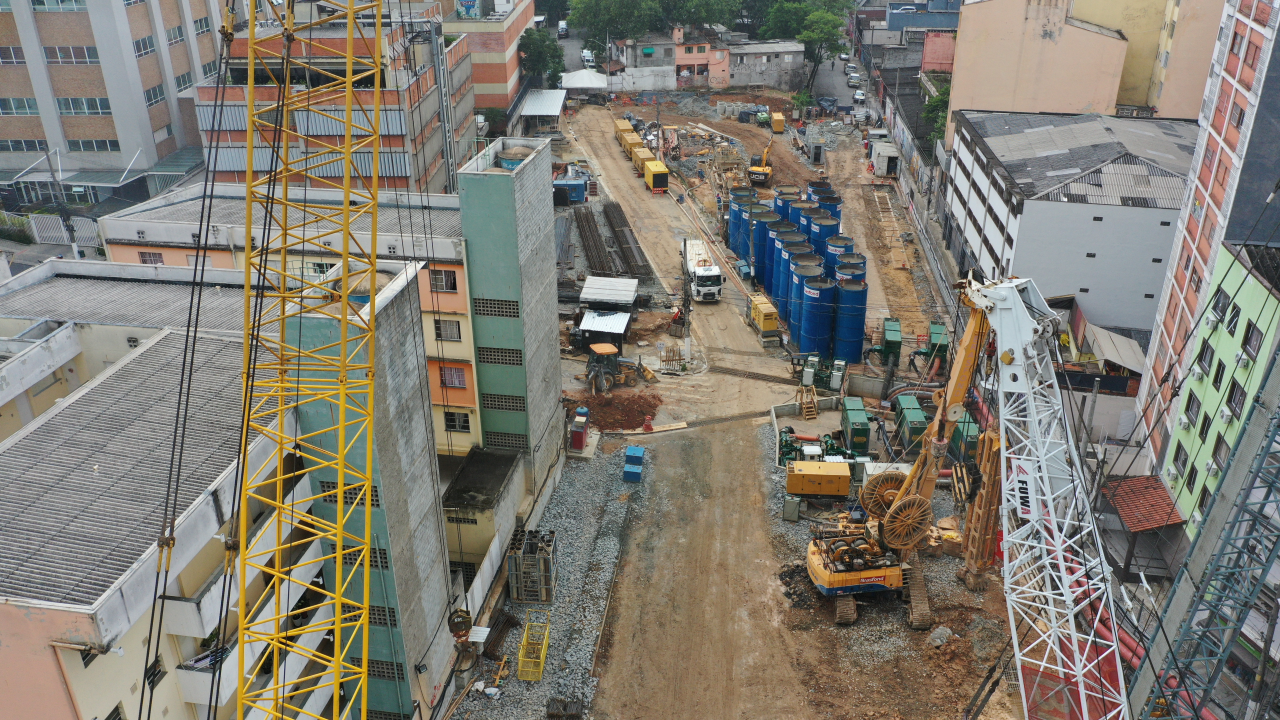 Obras da parada 14 Bis, da futura Linha 6 - Laranja do Metrô.