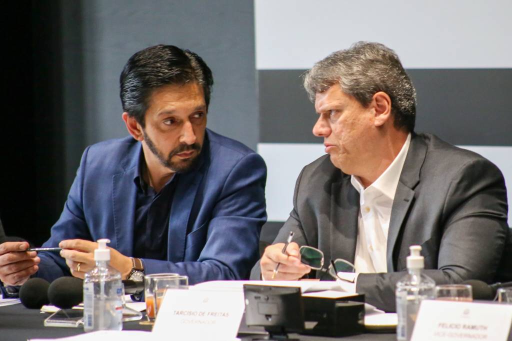 O prefeito da capital, Ricardo Nunes, e o governador Tarcísio de Freitas.