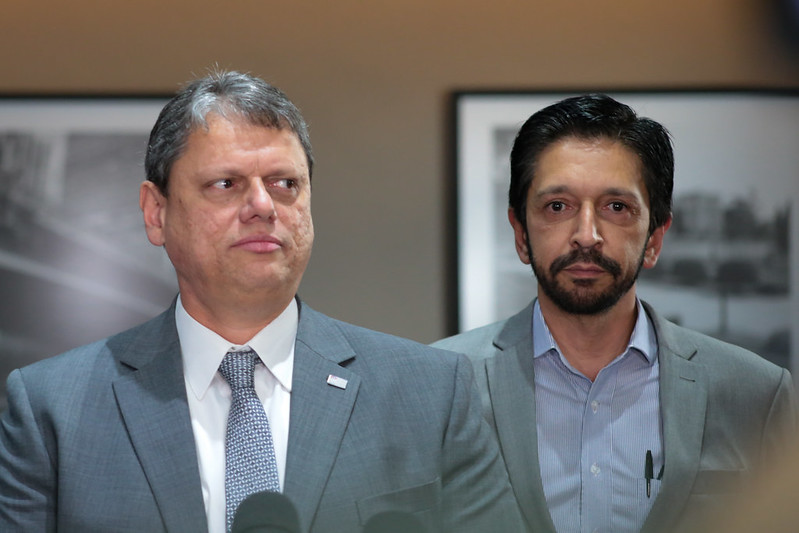 O governador Tarcísio de Freitas e o prefeito da capital Ricardo Nunes.