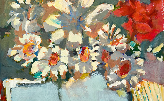Imagem mostra pintura de flores