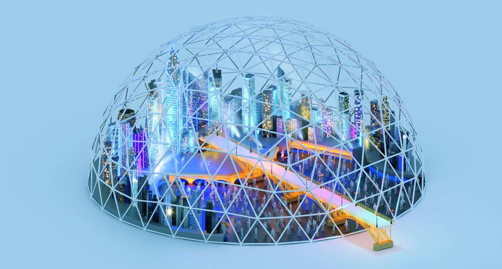 Imagem mostra palco em formato de globo