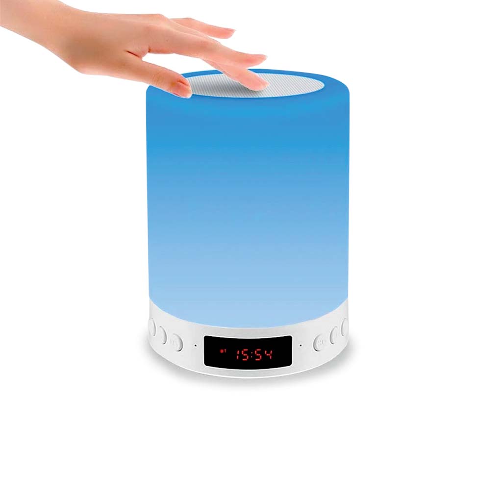 Abajur cil&iacute;ndrico com caixa de som