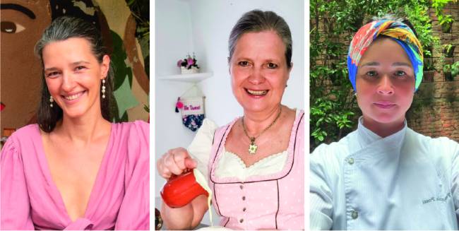 GastroPop Estúdio CP março 2023 Três mulheres em 3 fotos verticais uma ao lado da outra