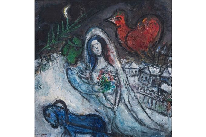 'Os noivos com trenó e galo vermelho' (1957): uma das pinturas no CCBB