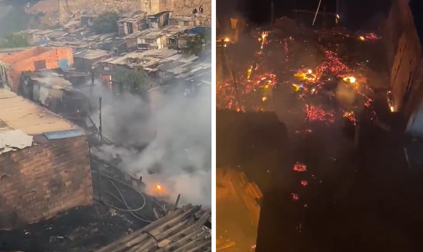 Grande incêndio atingiu comunidade na Zona Leste de São Paulo.