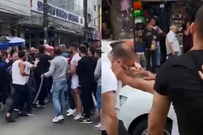 Capturas de tela de Briga na Rua 25 de Março, em São Paulo