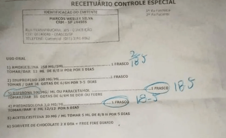 Médico que receitou sorvete e jogo para criança é readmitido