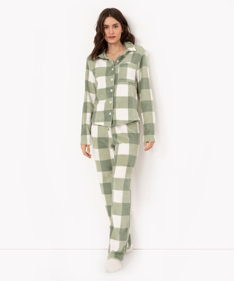 pijama feminino frio xadrez