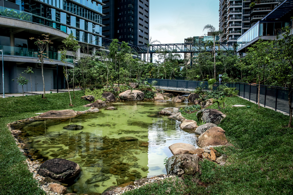 PARQUE_GAMARO_9.JPG lago em grande área verde cercada por prédios