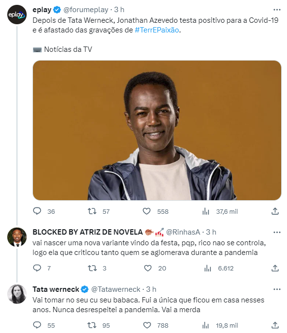 tatá werneck rebate internauta no twitter