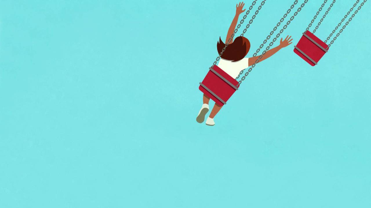 ilustração de uma garotinha em um balanço