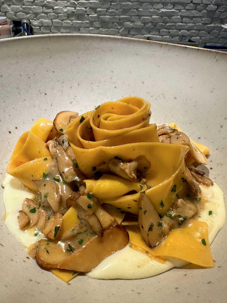 Papardelle com cogumelos e molho branco