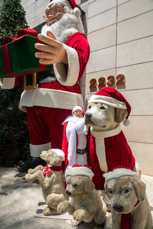 Papai Noel e cachorrinhos natalinos são clássicos do Iguatemi na Faria Lima