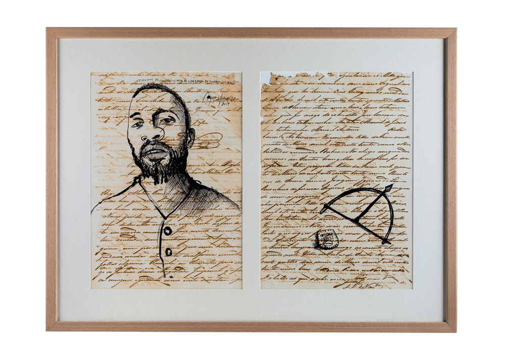 Desenhos da liberdade - Carta de liberdade do escravo Luiz Nagô (2019): obra de Ayrson Heráclito