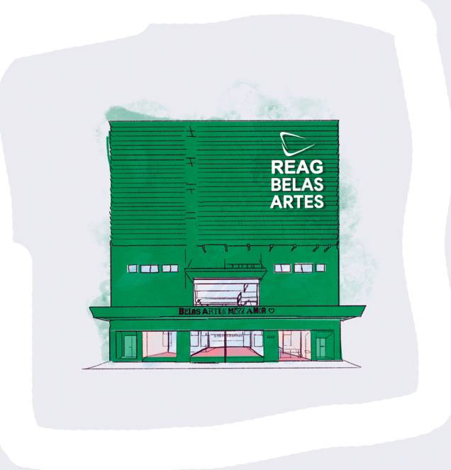 Ilustração da fachada do Reag Belas Artes: rebatizado