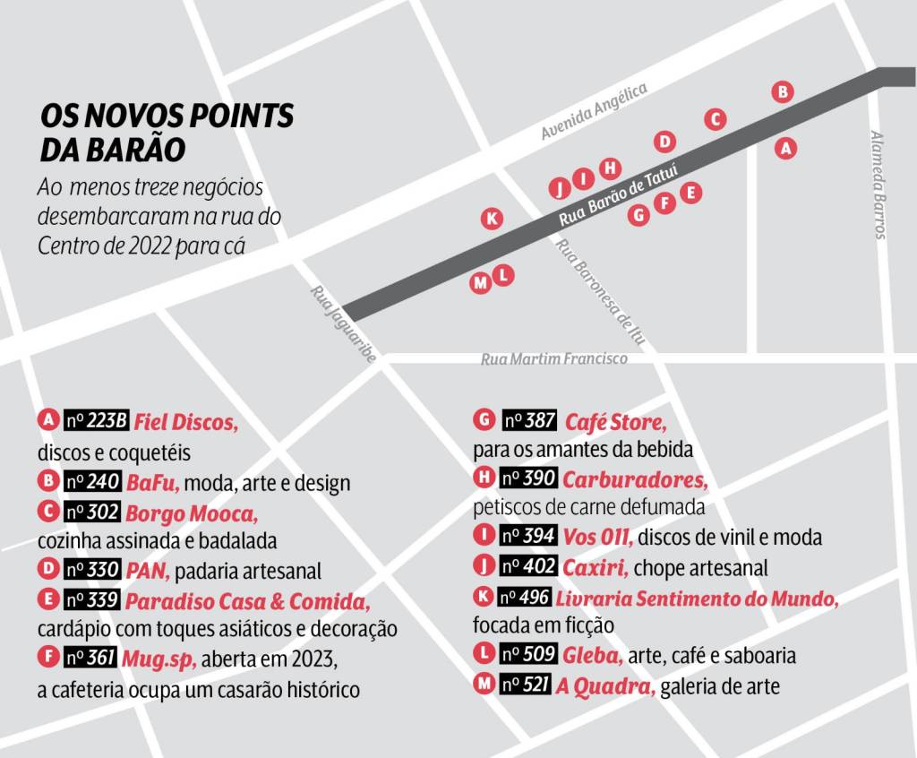 mapa barão de tatuí Mapa mostra localização dos treze novos endereços na rua