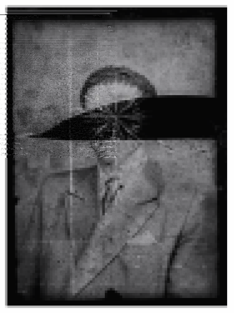 Autorretrato com fissura preta na área do rosto