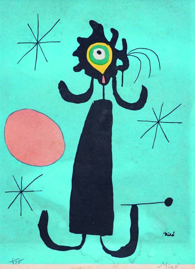 Joan Miró-31,7×23,8 litogravura Séc.20.JPG mujer-ante-el-sol-joan-miro