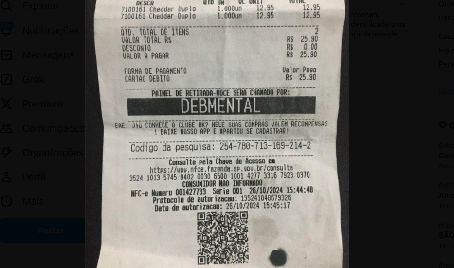 Funcionária do Burger King é demitida após identificar cliente como “debmental” em cupom