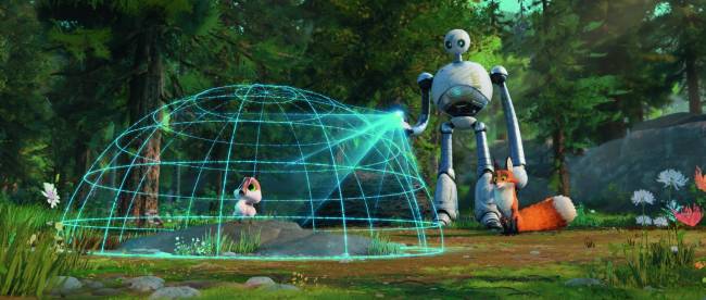 ROBÔ SELVAGEM 2 Crédito DreamWorks Animation Em 'Robô Selvagem', a robô Roz vira mãe do ganso Bico-vivo