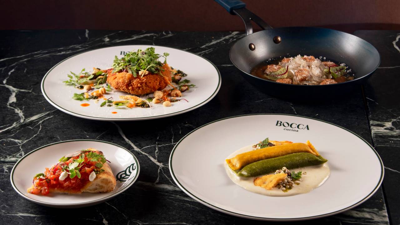 Menu completo com quatro pratos do chef Diego Sacilotto para o restaurante Vejinha, no Comer & Beber Experience