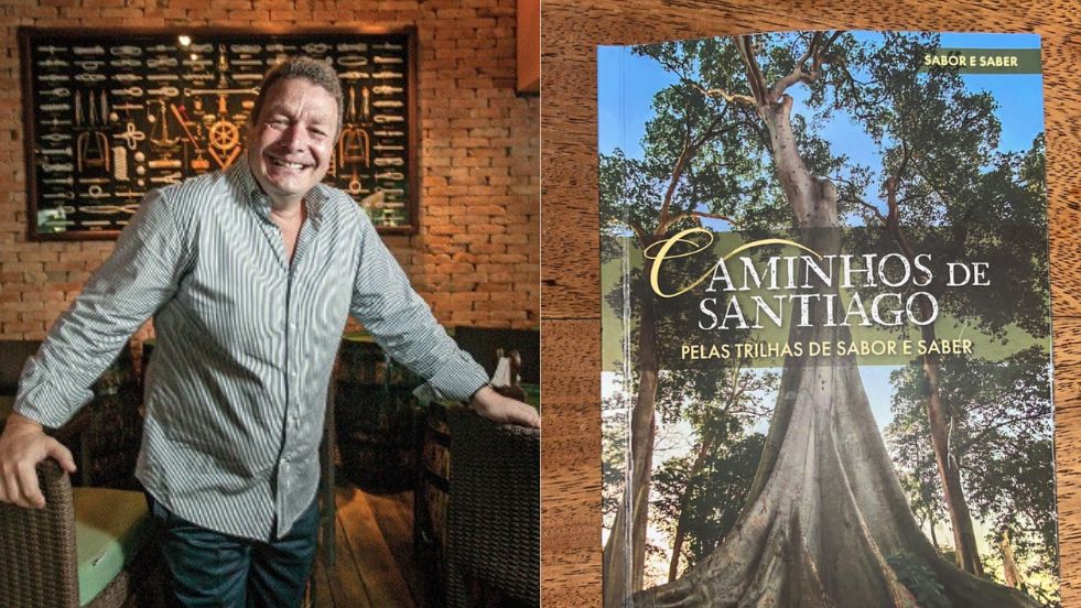 Foto de homem sorrindo e capa do livro publicado