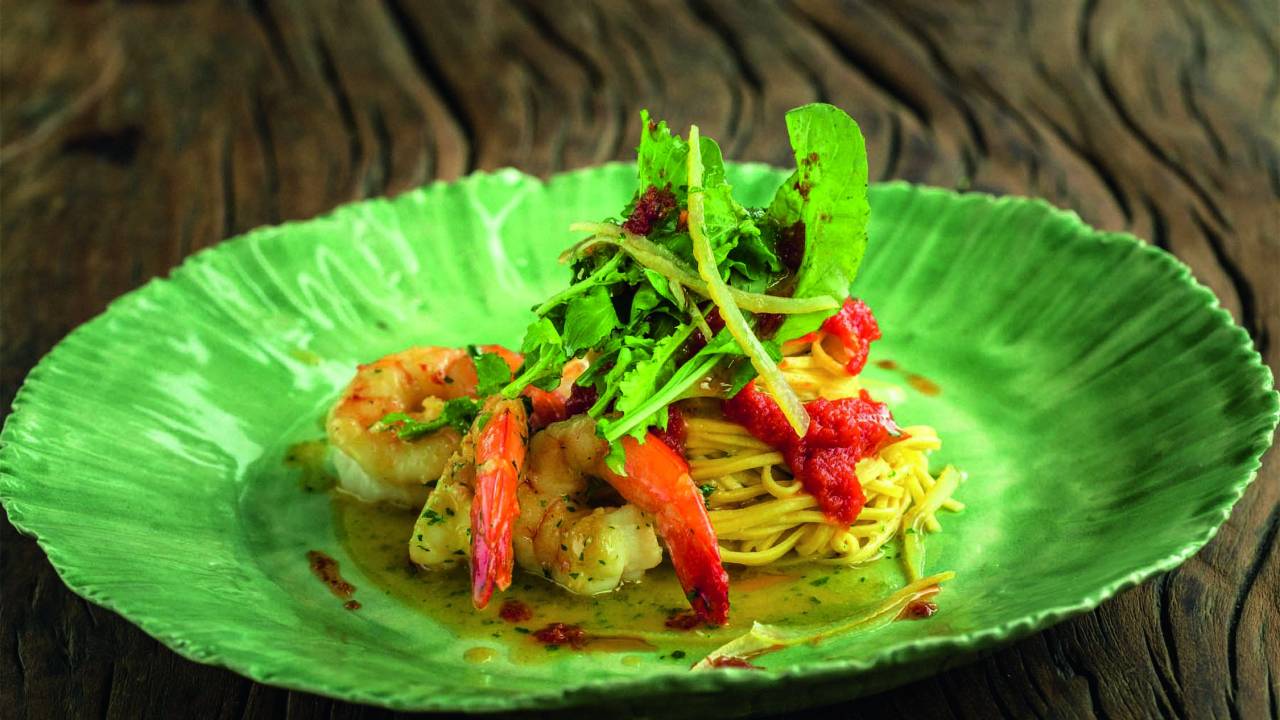Tagliolini com camarão: um dos pratos do menu comemorativo do Due Cuochi Cucina