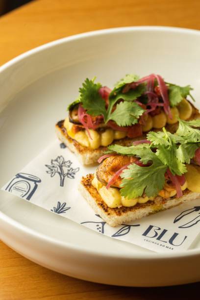 Blu Bar do Mar: tostada de mexilhão Blu Bar do Mar: tostada de mexilhão
