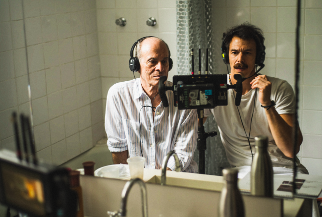 Ney Matogrosso com o diretor Esmir Filho no set