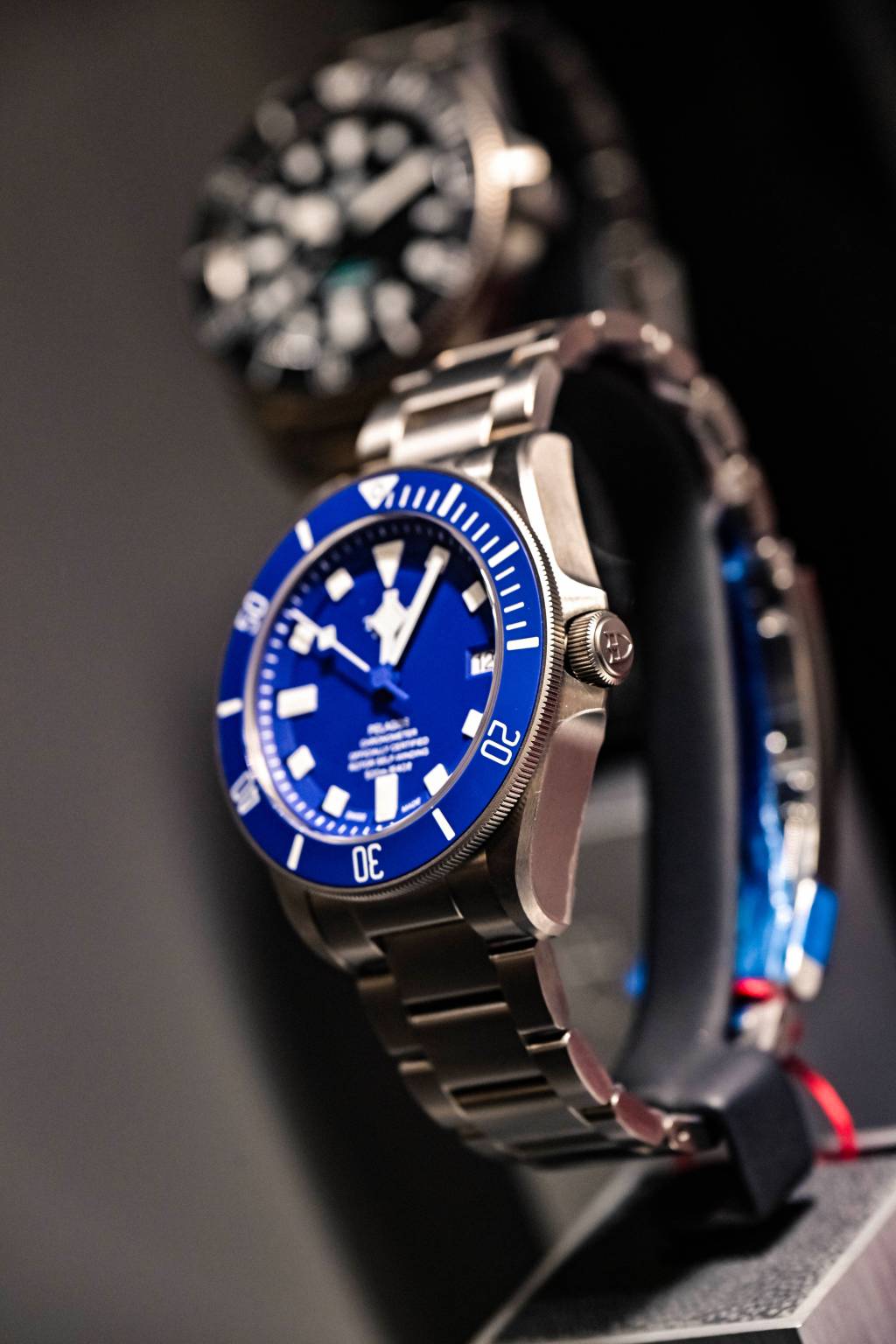 LUPREZIA Relógio prata com fundo azul