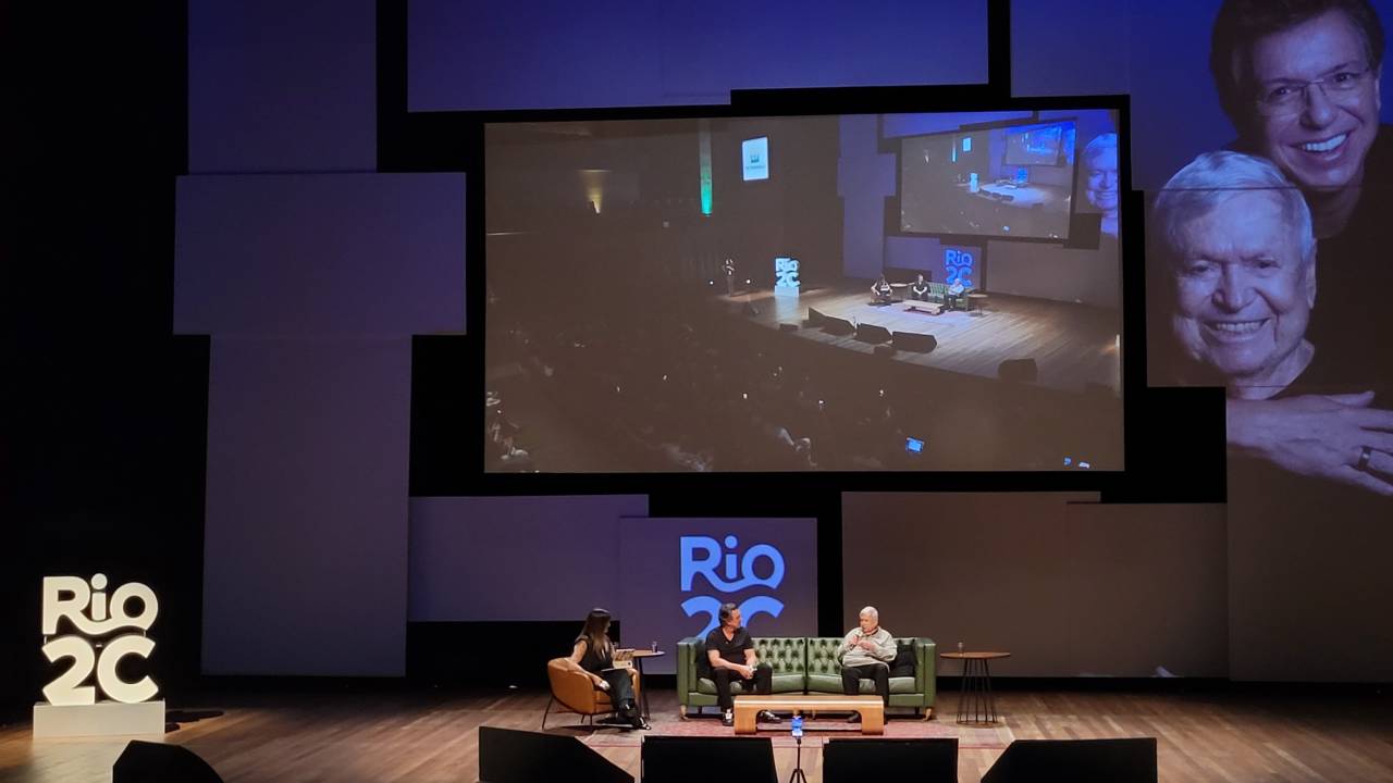 Boninho e seu pai, Boni, no Rio2C