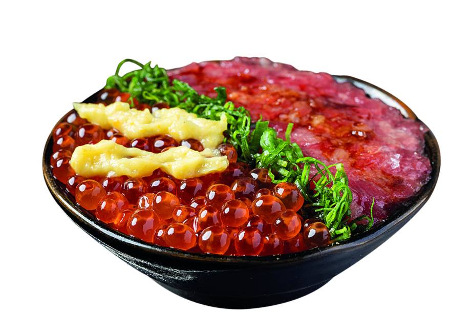 Standing Sushi: minitirashizushi de atum bluefin e ovas de salmão