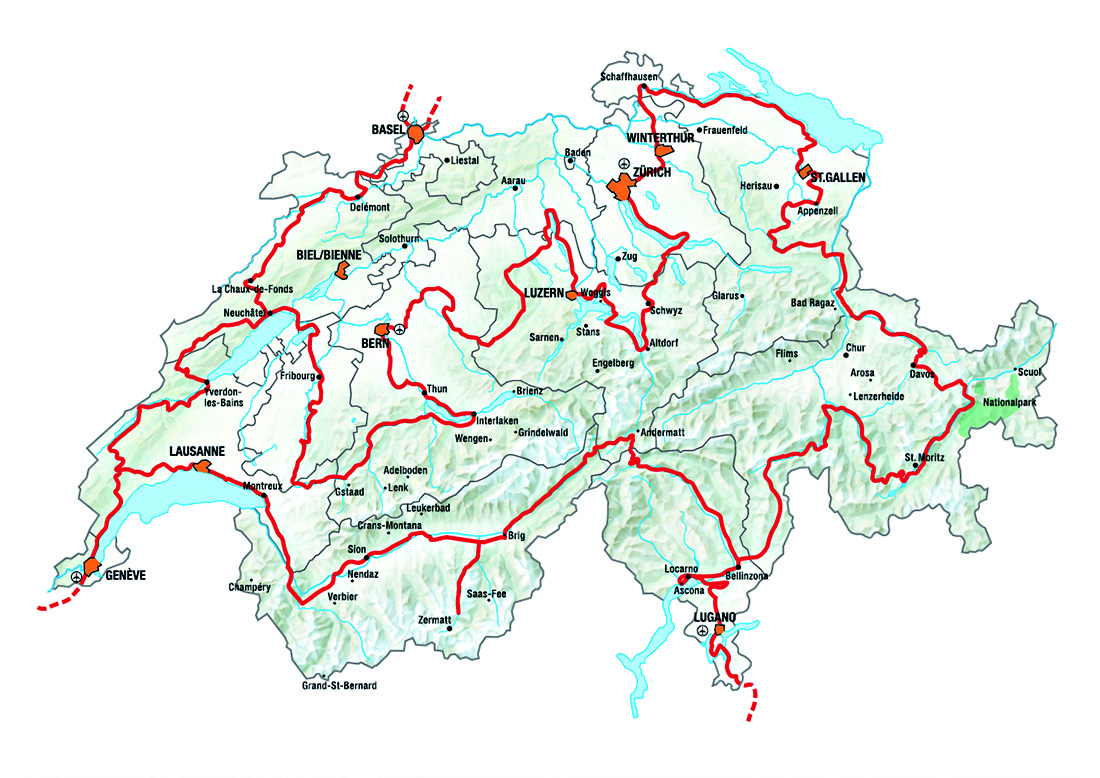 O mapa do Grand Tour: o roteiro tur&iacute;stico de carro pela Su&iacute;&ccedil;a completa dez anos em 2025