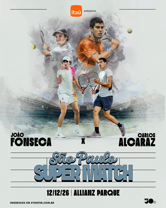 Carlos Alcaraz e Jo&atilde;o Fonseca abrem venda de ingressos para o S&atilde;o Paulo Super Match
