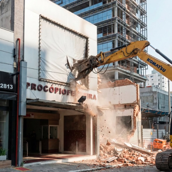 Fechado desde o ano passado, Teatro Procópio Ferreira tem fachada retirada