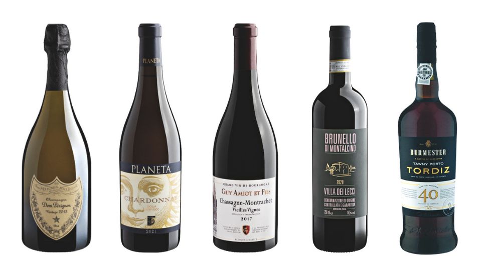 Cinco garrafas de vinhos